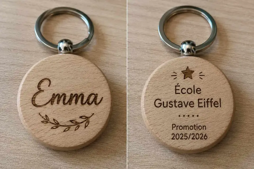 Porte-clés en bois gravés