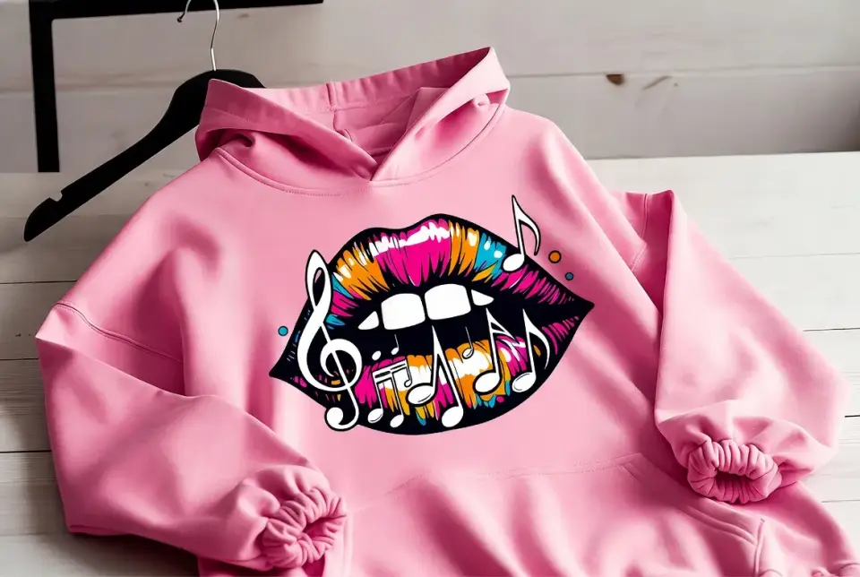 Sweat rose floqué